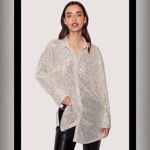 Sequin Champagne Women's Button Down